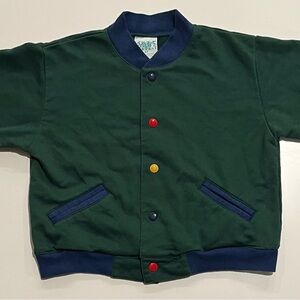 Kids Green Jacket with Colorful Buttons